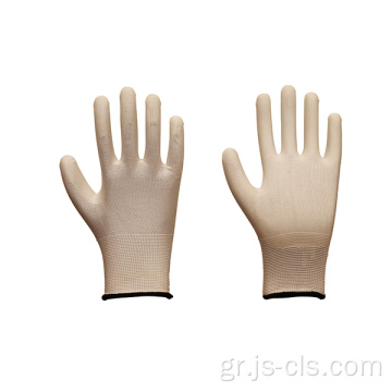 PU Series White Polyester Palm PU Gloves